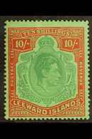 1947  10s Ordinary Paper, Deep Green & Deep Vermillion / Green, SG 113c, Never Hinged Mint For More Images, Please Visit - Leeward  Islands