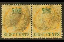 1867  8c On 2a Yellow, SG 6, Used PAIR. Multiples Are Rarely Encountered. For More Images, Please Visit Http://www.sanda - Straits Settlements