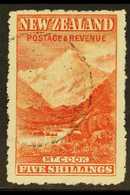 1902-07  5s Deep Red "Mount Cook", Perf 14, Watermark Upright, SG 329a, Fine Used. For More Images, Please Visit Http:// - Other & Unclassified