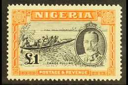 1936  £1 Black And Orange, SG 45, Mint With Good Colour, Small Area Of Black Paper Adhered To Gum. For More Images, Plea - Nigeria (...-1960)