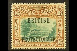 1901-05  16c Green & Chestnut Perf 14½ -15, "British Protectorate" Overprinted, SG 136a, Very Fine Mint For More Images, - Borneo Del Nord (...-1963)