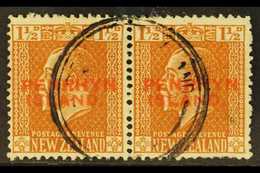 1917-20  1½d Orange-brown NARROW SPACING Overprint, SG 30a, Fine Cds Used Horizontal Pair, Scarce. (2 Stamps) For More I - Penrhyn