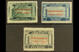 POLISH ARMY IN ITALY  LONDON GOVERNMENT 1954 "Dziesieciolecie" Overprints On Vermilion Complete Set, Sassone 7/9, Fine M - Other & Unclassified