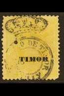TIMOR  1885 40r Yellow Overprint Perf 12½, SG 5, Used With Nice Almost Complete "Correio De Timor / Dilly" Pre-adhesive  - Altri & Non Classificati