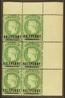 1884-94  ½d Green (words 17mm), Reversed Watermark, SG 35x Never Hinged Mint Corner Block Of 6, Light Tone To Selvedge ( - Isola Di Sant'Elena