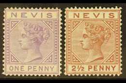 1879-80  1d Lilac-mauve And 2½d Red Brown, Watermark "CC", SG 23/24, Fine Mint. (2) For More Images, Please Visit Http:/ - St.Christopher-Nevis-Anguilla (...-1980)