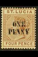 1891-92  1d On 4d Brown, Die I, With SURCHARGE DOUBLE Variety, SG 55a, Very Fine Mint. For More Images, Please Visit Htt - St.Lucia (...-1978)
