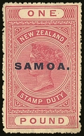 1914-17  £1 Rose - Carmine, Perf 14 Postal Fiscal, SG 132, Fine Mint For More Images, Please Visit Http://www.sandafayre - Samoa