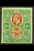 1921-27  10s Red And Green On Green, SG 146, Very Fine Mint. For More Images, Please Visit Http://www.sandafayre.com/ite - Sierra Leone (...-1960)