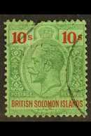 1922-31  (wmk Mult Script CA) 10s Green And Red/emerald, SG 52, Fine Used. For More Images, Please Visit Http://www.sand - British Solomon Islands (...-1978)