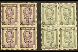 1938  6a Violet & 8a Grey 'Greater Kudu', SG 98/99 Never Hinged Mint BLOCKS OF FOUR (2 Blocks 4) For More Images, Please - Somaliland (Protettorato ...-1959)