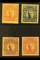 1910-14 IMPERF COLOUR PROOFS.  Four Different 5o King Gustav V Imperf Colour Proofs Printed On Ungummed Watermarked Buff - Other & Unclassified