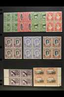 1942-9  Pictorial Defins, Watermark Script CA, Complete Set In BLOCKS OF FOUR, SG 74/82, Never Hinged Mint (9 Blocks). F - Tonga (...-1970)