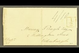 1825 ENTIRE LETTER TO SCOTLAND  Rated "4/10" With Boxed "½" On The Front, And With "TRINIDAD" Fluron Of "MR 30 1825" Plu - Trindad & Tobago (...-1961)