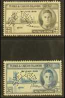 1946  Victory Pair, Perforated "Specimen", SG 206s/7s, Very Fine Mint. (2 Stamps) For More Images, Please Visit Http://w - Turks E Caicos