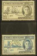 1946  Victory Pair, Perforated "Specimen", SG 206s/7s, Very Fine Mint. (2 Stamps) For More Images, Please Visit Http://w - Turks And Caicos