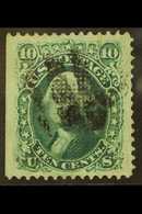 1867  10c Green, Perf.12, F Grill, Scott 96, SG 98, Fine Used, Jumbo-sized, Well Centred Example With Straight Edge At L - Other & Unclassified