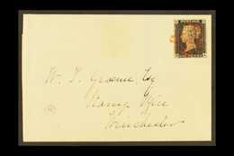 1840  (1 Oct) EL From Romsey To Manchester Bearing 1d Intense Black 'HA' Plate 4 Full Margins Touching At One Corner Tie - Unclassified