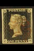1840  1d Black 'CH' Plate 8, SG 2, Used With 4 Margins & Delicate Red MC Cancellation. Fresh And Attractive. For More Im - Non Classificati