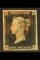 1840  1d Black 'NG' Plate 4, SG 2, Used With 4 Margins & Red MC Cancellation. A Beautiful Stamp. For More Images, Please - Non Classificati