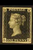 1840  1d Black 'LC' Plate 5, SG 2, Mint Very Lightly Hinged, TRULY SUPERB With 4 Well- Balanced Margins And Superlative  - Non Classificati