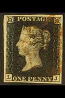 1840  1d Intense Black 'LJ; Plate 6, SG 1, Used With 4 Margins & Red MC Cancellation Leaving The Profile Clear. For More - Non Classificati