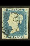 1840  2d Blue 'BC' Plate 1, SG 5, Used With 4 Margins & Light Black MC Cancellation. Pretty. For More Images, Please Vis - Other & Unclassified