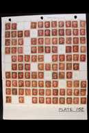 1864-79 PENNY RED PARTIAL PLATE RECONSTRUCTION  PLATE 152 - A Fairly Complete Used Reconstruction With 215 Of The 240 Ch - Other & Unclassified