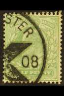 1902  ½d Yellow- Green Cancelled By MANCHESTER CHRISTMAS "X" 1908 Postmark. Scarce. For More Images, Please Visit Http:/ - Non Classificati