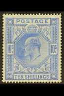 1902  10s Ultramarine De La Rue, SG 265, Lightly Hinged Mint With Feint Natural Vertical Bend. Fresh & Attractive. For M - Non Classificati
