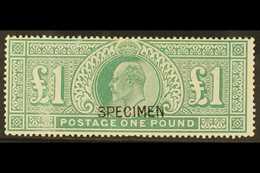 1902-10  £1 Dull Blue Green Opt'd With A Type 16 "SPECIMEN" Overprint, Lightly Hinged Mint For More Images, Please Visit - Unclassified