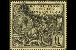 1929  £1 Black PUC, SG 438, Used With Light Registered Parcel Oval Cancels For More Images, Please Visit Http://www.sand - Non Classificati