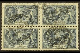 1934 SCARCE SEAHORSE BLOCK OF 4  10s Indigo Re-engraved Seahorse, SG 452, Fine Used BLOCK Of 4, Lovely Fresh Colour, Rar - Unclassified