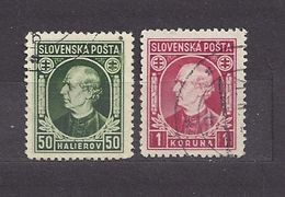Slovakia Slowakei 1939 Gest ⊙ Mi 39, 40 Sc 30, 31  A.Hlinka. SLOVENSKA POSTA. C1 - Used Stamps