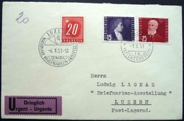 Liechtenstein 1951: Zu F 25+27 Mi 258+260 Yv PA 25+27 ⊙ VADUZ 1.X.51 & CH-Porto Mit Sonder-⊙ LUNABA 6.X.51 - Postage Due