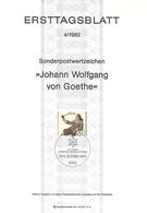 1982 - DEUTSCHLAND - FDS [ETB 4/1982] + Michel 1121 (Johann Wolfgang Von Goethe) + BONN 1 - 1981-1990