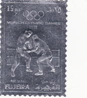 Etiquette De Vin Gaufrée Neuve  7,5 X 11 Jeux Olympiques De MUNICH 1972 FUJEIRA Olympisme J.O. Sport Lutte - Etichette Di Forma Insolita