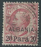 1907 LEVANTE ALBANIA USATO EFFIGIE SOPRASTAMPATO ALBANIA 20 PA SU 10 CENT I34-5 - Albanie