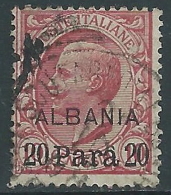 1907 LEVANTE ALBANIA USATO EFFIGIE SOPRASTAMPATO ALBANIA 20 PA SU 10 CENT I34-6 - Albanië