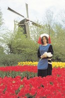 Postcard Keukenhof Lisse Holland Windmill And Tulips My Ref  B22366 - Lisse