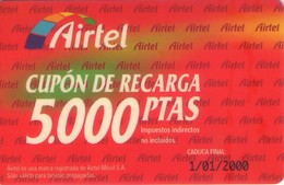 ESPAÑA. Acr-007. CUPON RECARGA 5000 PTAS. 1/01/2000. (221P) - Airtel