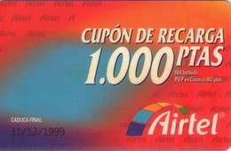 ESPAÑA. Acr-001. CUPON RECARGA 1000 PTAS. PREFIJO 907. 31/12/1999. (219P) - Airtel