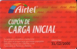 ESPAÑA. Acr-005-1. AIRTEL - CUPON DE CARGA INICIAL. 31/12/2000. (225P) - Airtel