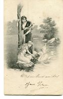 CPA - Carte Postale - Fantaisie - Femmes - Étang - Cygnes - 1904  (F104 ) - Femmes