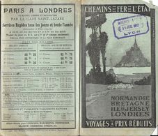 HORAIRE CHEMINS DE FER DE L'ETAT  NORMANDIE BRETAGNE ILES JERSEY LONDRES - Europe