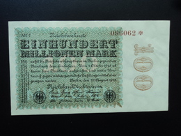 ALLEMAGNE : 100 MILLIONEN MARK  22.8.1923  P 107f   SUP+ - 100 Miljoen Mark