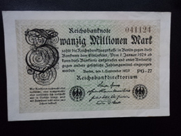 ALLEMAGNE : 20 MILLIONEN MARK  1.9.1923  P 108c   SUP - 20 Miljoen Mark