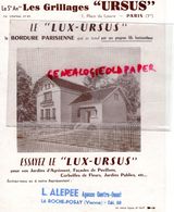 86- LA ROCHE POSAY-75- PARIS- PUBLICITE TARIFS- GRILLAGES URSUS- BORDURE PARISIENNE- L. ALEPEE-IMPRIMERIE JEAN FLEURY - Landwirtschaft