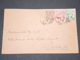 MONACO - Enveloppe Pour Paris En 1917, Affranchissement Plaisant Tricolore - L 14529 - Marcofilie
