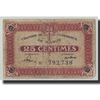 France, Nancy, 25 Centimes, Undated, B+, Pirot:87-57 - Chambre De Commerce